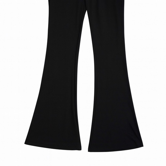 GUESS Women’s Black Ribbed Flare Pants Size S – Stretch High Waist Trousers - Picture 3 of 4